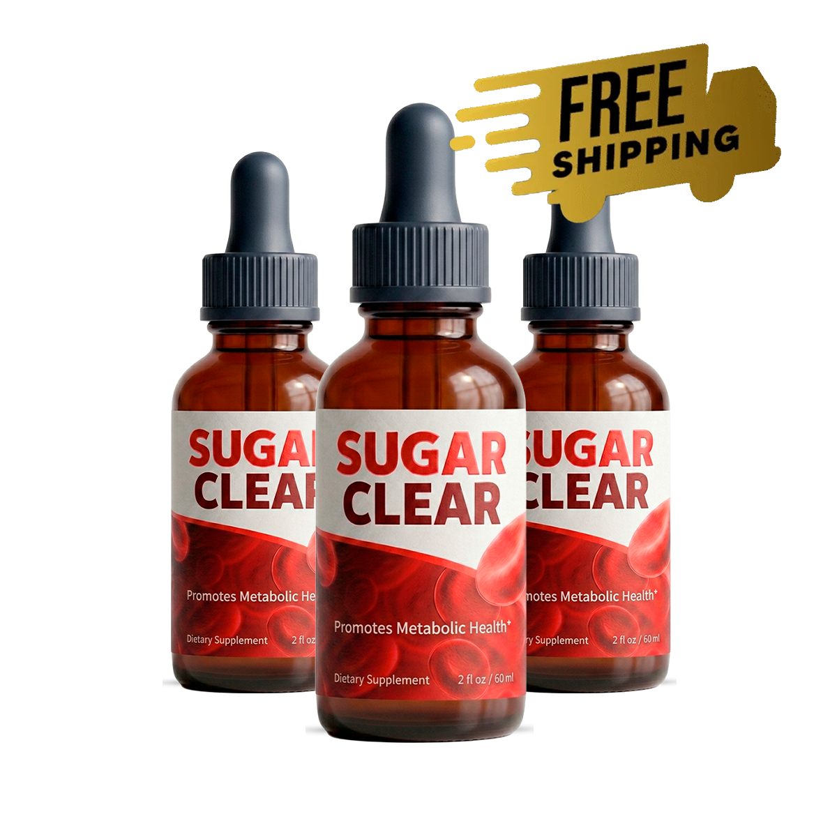 SugarClear natural blood sugar support drops three-bottle package