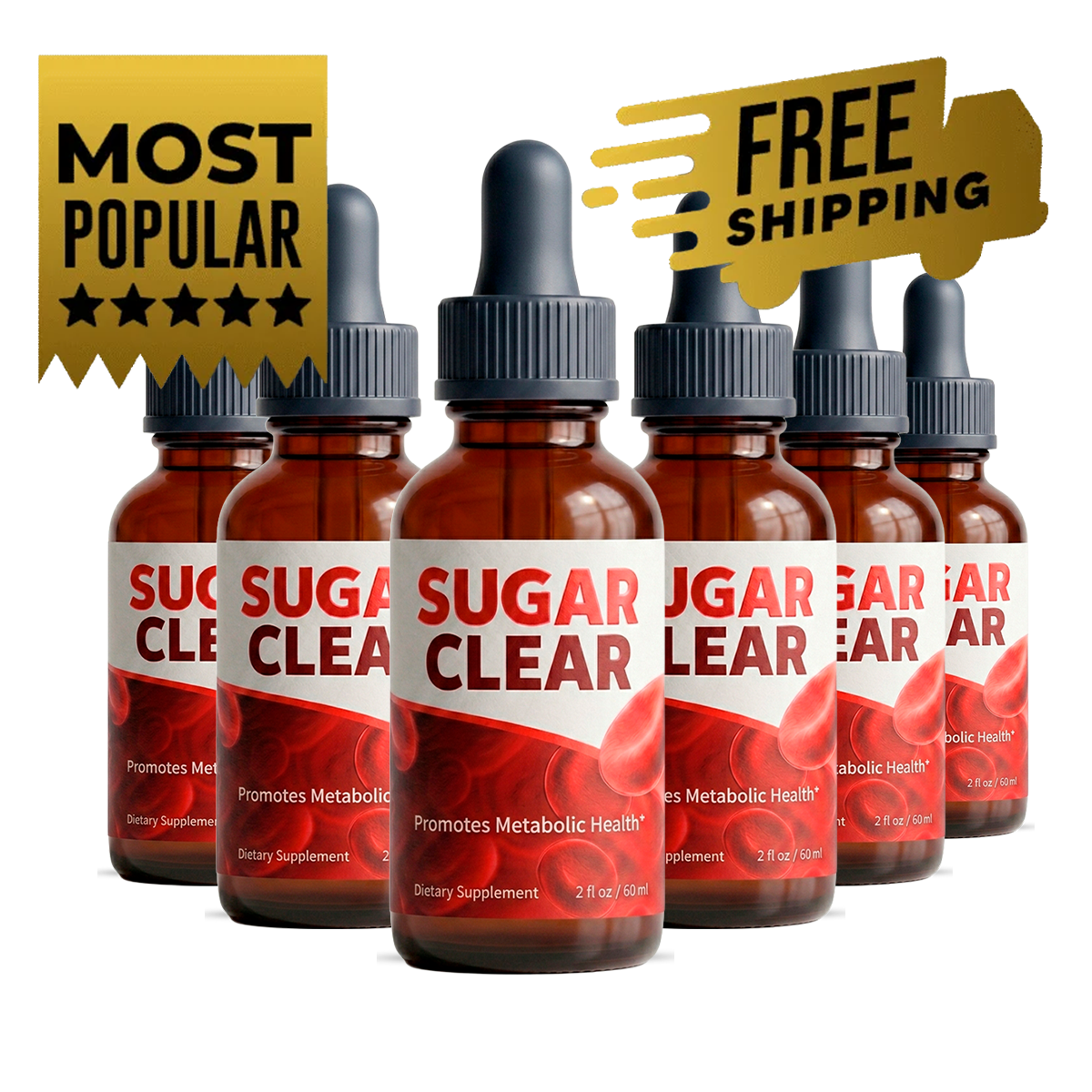 SugarClear supplement six-bottle package